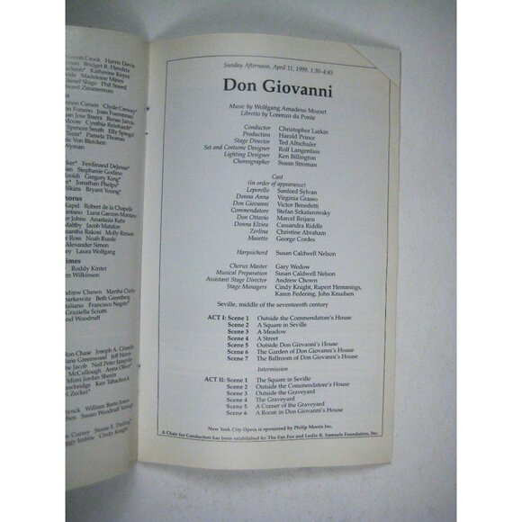 New York City Opera Stagebill April 1999 Don Giovanni Souvenir Program - Picture 5 of 8